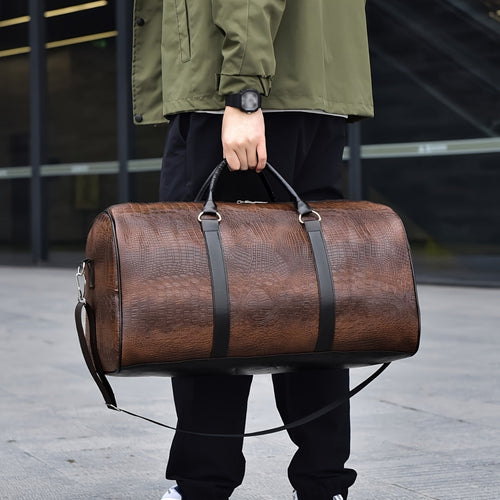Zereno — Croc-Embossed Vegan Leather Weekender Duffle Bag