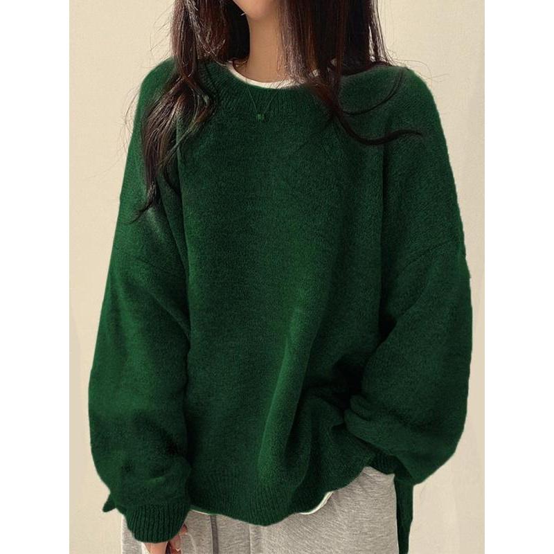 Elara Sweater — Women’s Drop Shoulder Knit Top with Split Hem