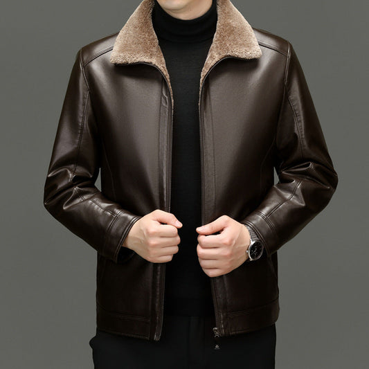 Ardeno — Men’s Leather Jacket with Shearling Collar
