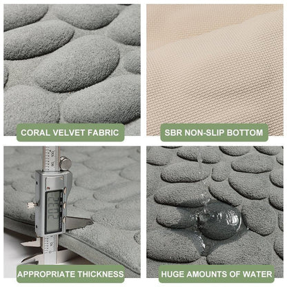 2023 New Arrival Cobblestone Embossed Bathroom Bath Mat