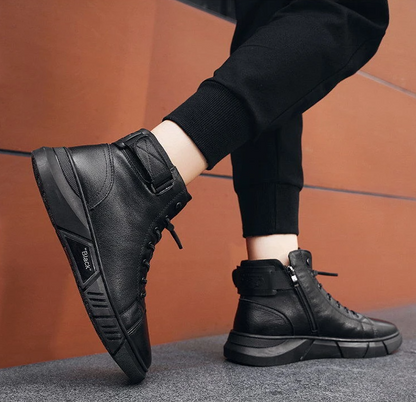 Varello — Men's Black Leather Business Casual Boots with Grip Sole