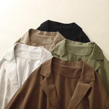 Arlena Linen Jacket — Lightweight Breathable Layer with Knotted Closures