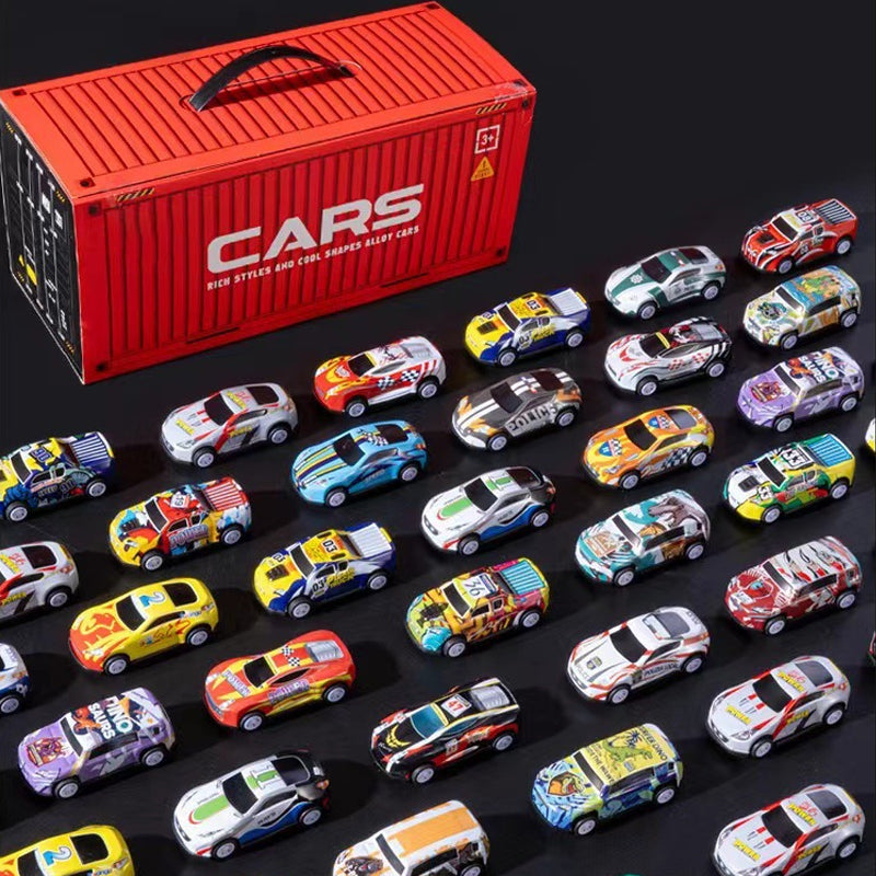 Vexlo Mini Racers — 48 Mașinuțe cu Retragere și Set Garaj Integrat