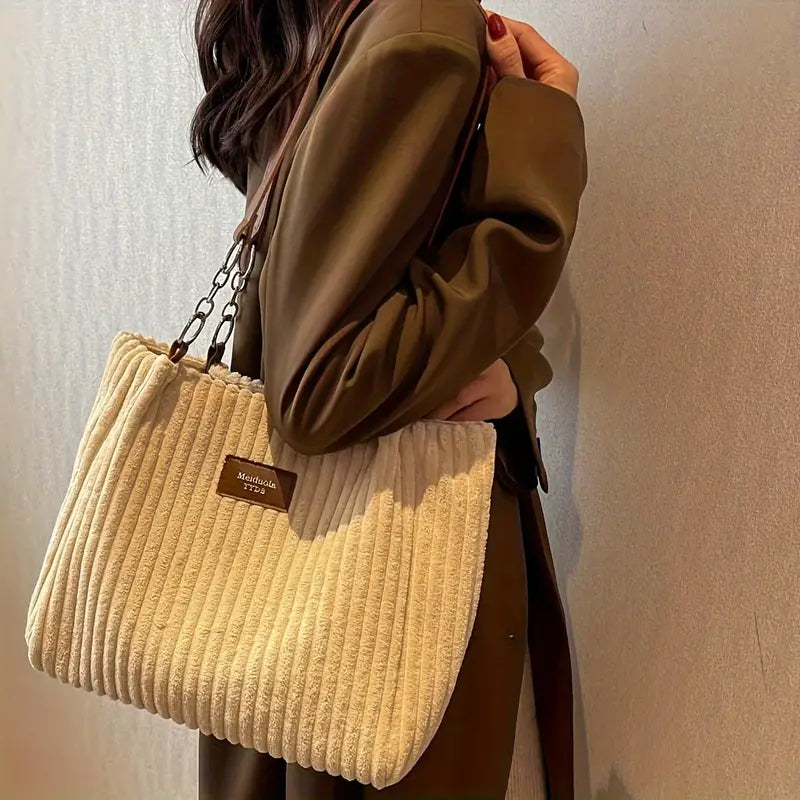 Layna — Stylish Corduroy Tote Bag with Adjustable Strap