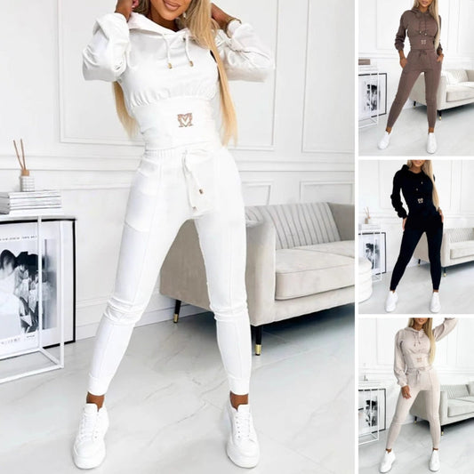 Liora — Dames Slim-Fit Tweedelig Trainingspak met Capuchon