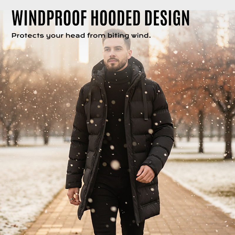 BlazeShield™ Mid-Length Hooded Puffer — Conquer Winter with Unstoppable Warmth and Bold Confidence