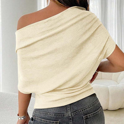 Aura Batwing Top | Asymmetrical Off-Shoulder, Premium Ribbed Knit 7