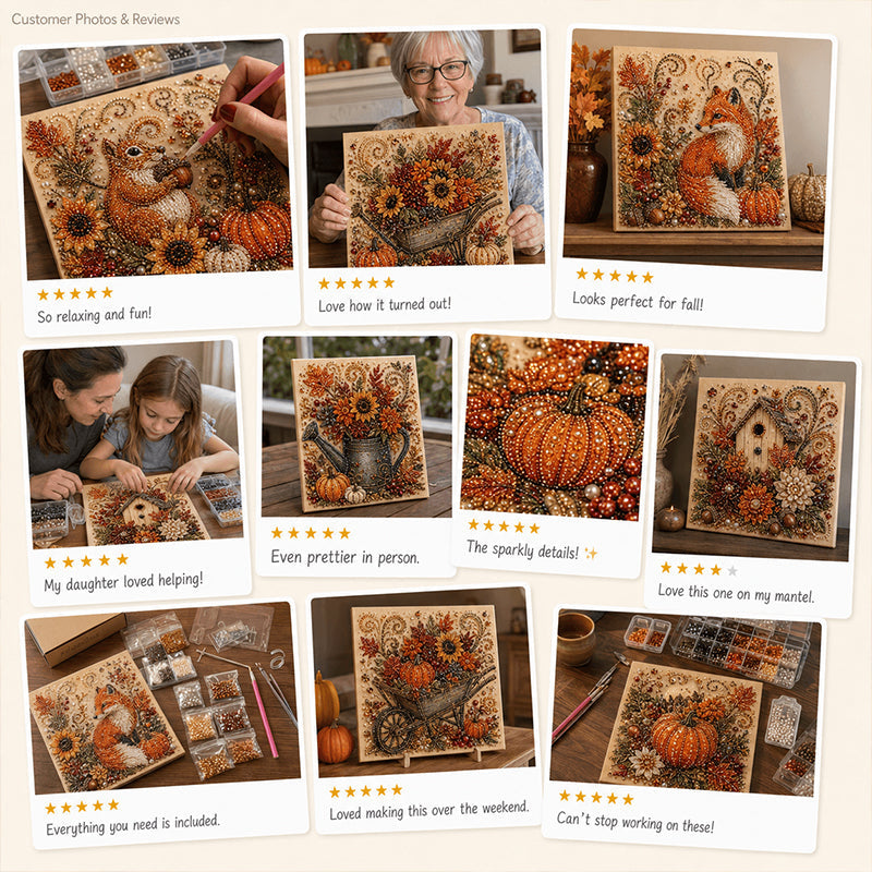 Aurelia 3D Pearl Painting Kit | Autumn Decor, 20cm x 20cm 1