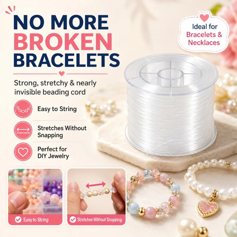 Bela Crystal Beading Cord | Elastic Thread for Bracelets, Invisible, Strong 0