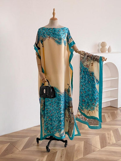 Bella Cape Shawl | Floral Brocade Fabric, Sun Protective Scarf 0