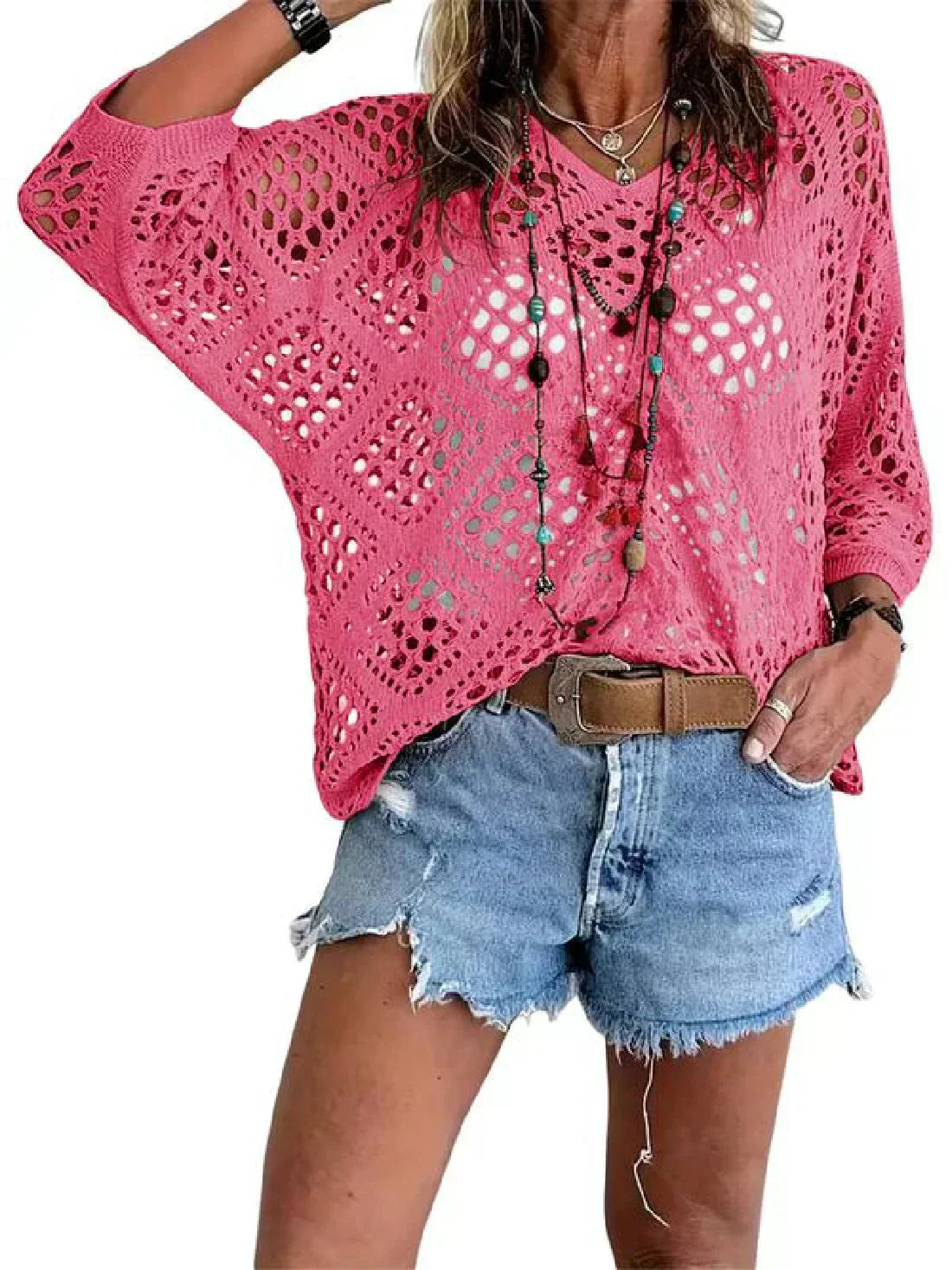 Bella Crochet Top | Bohemian-Inspired, V-Neck 6