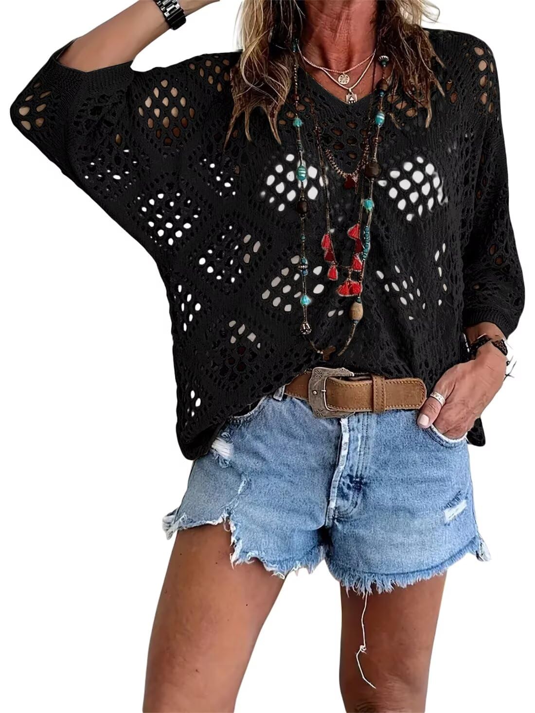 Bella Crochet Top | Bohemian-Inspired, V-Neck 7
