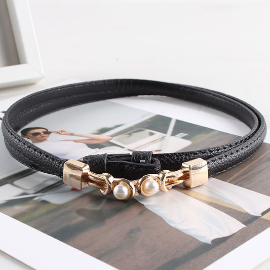 Bella Fashion Belt | Pearl Buckle Elegance 0