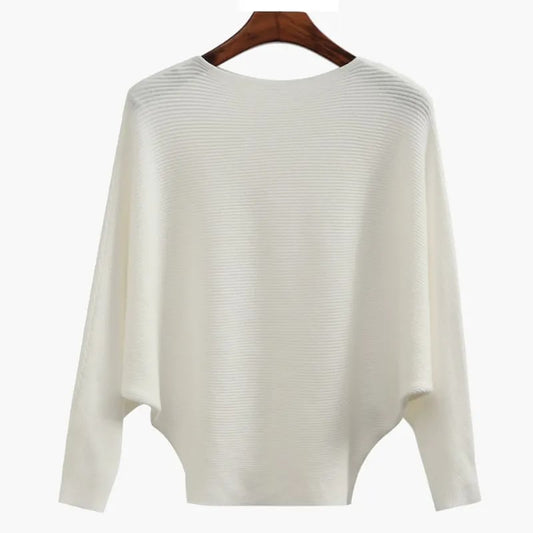 Bella Oversized Sweater | Soft Ribbed Knit, Boat Neck Design 0