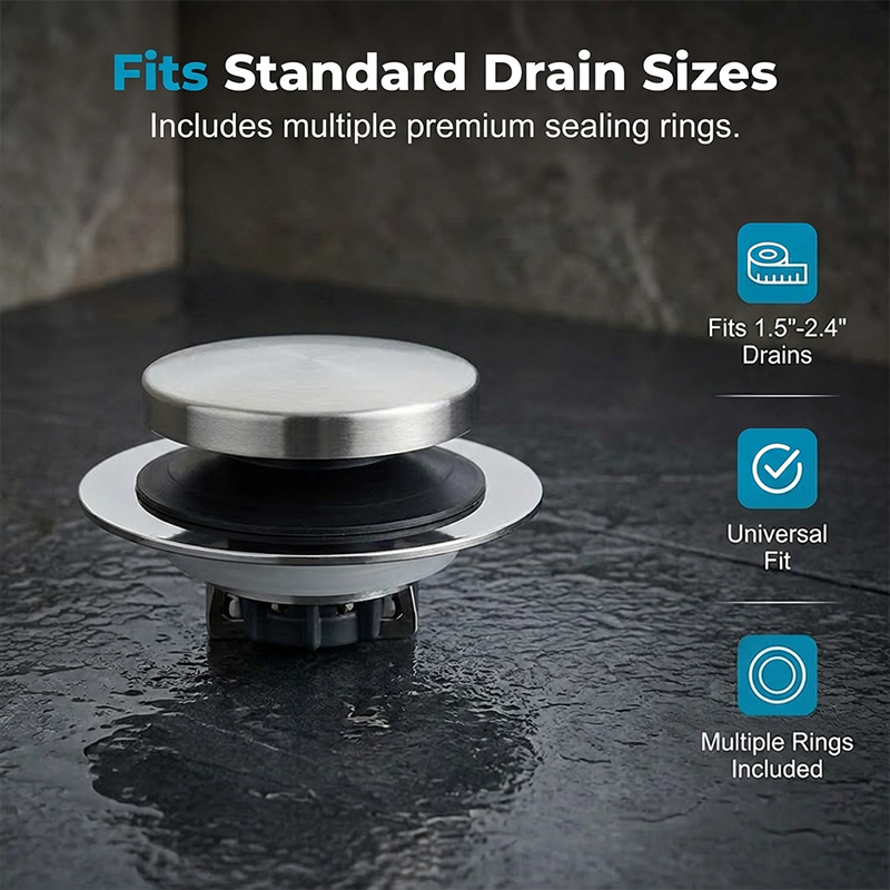 Bello Bathtub Drain Stopper | Leak-Proof, Universal Fit, Easy to Clean 3