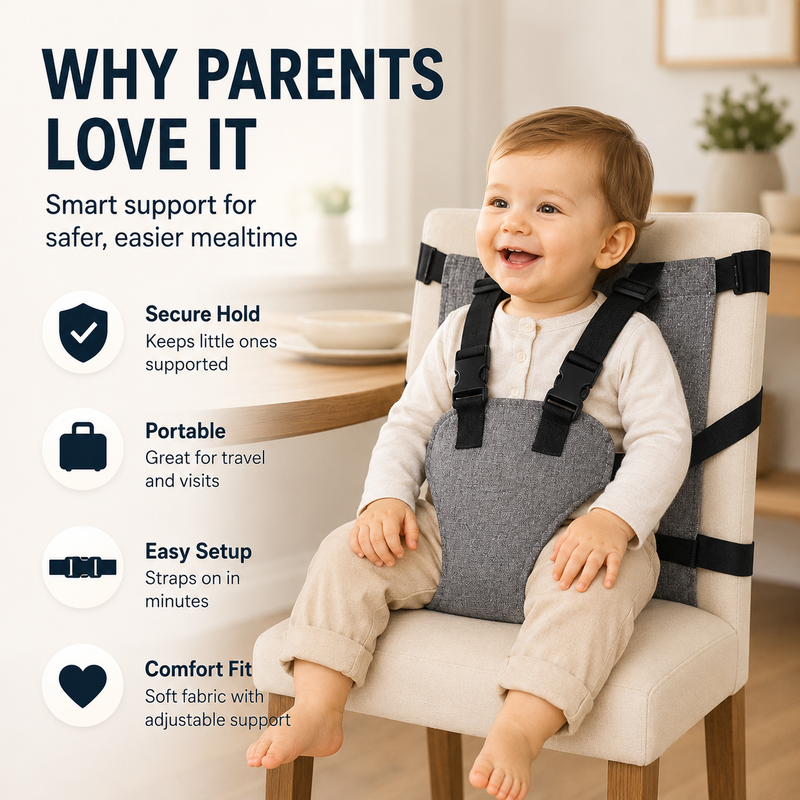 Bexley Baby Chair Harness | 5-Point Safety, Adjustable Oxford Fabric 7