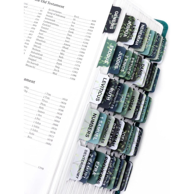 Biblio Bible Tab Set | 75-Piece Laminated Bible Index Tabs, Waterproof, Easy Alignment 14