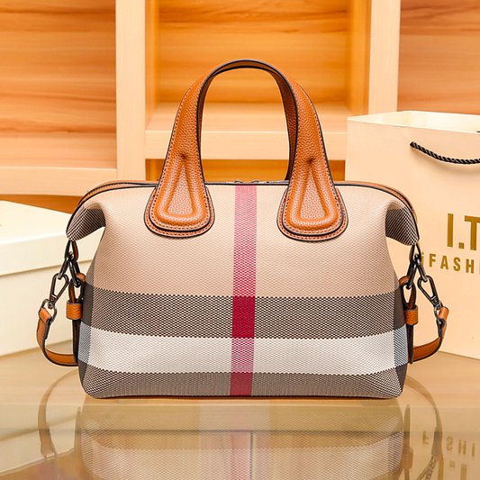 Vintage Check Leather Handbag