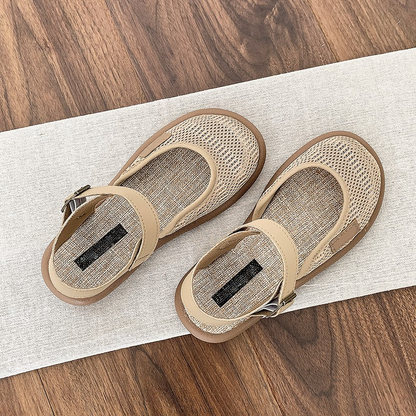 Blythe Black Flat Sandals | Breathable Mesh, Adjustable Ankle Strap 12