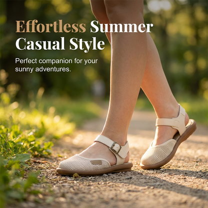 Blythe Black Flat Sandals | Breathable Mesh, Adjustable Ankle Strap 8