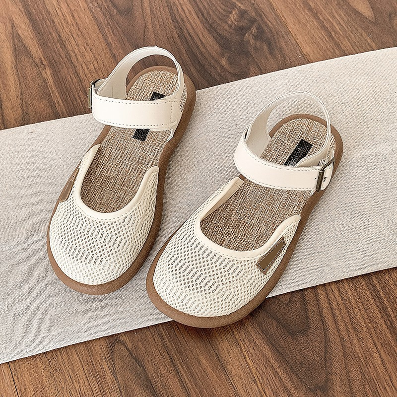Blythe Black Flat Sandals | Breathable Mesh, Adjustable Ankle Strap 9