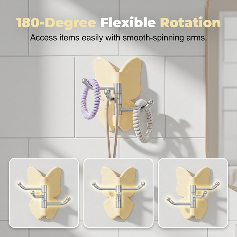 Blythe Rotatable Wall Hook | Triple Arm, 180-Degree Rotation, Decorative Coat Hook 2