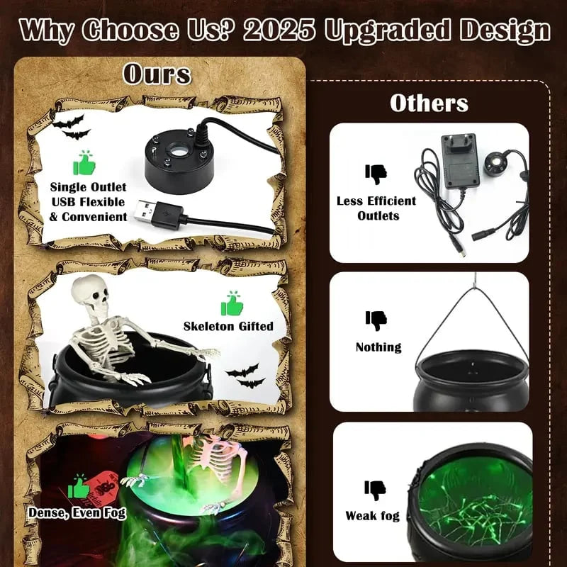 Bramble Halloween Cauldron Decor | Floating Potion Bottle with Mist Maker, Indoor Halloween Decorations 2