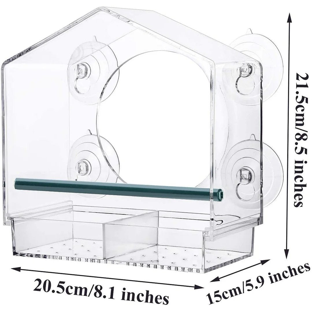 Breezy Bird Feeder | Window-Mounted, Clear Acrylic 6