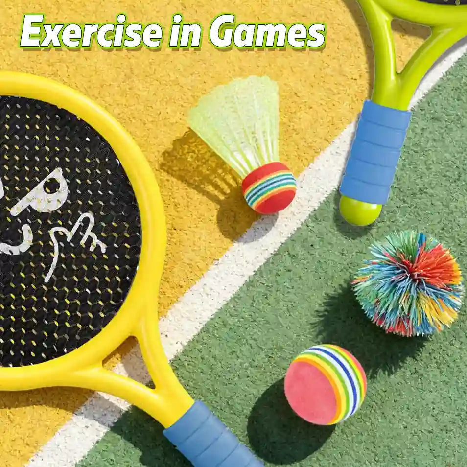 Breezy Racket Toy Set | Soft Foam Edges, Silent Bounce Ball 1