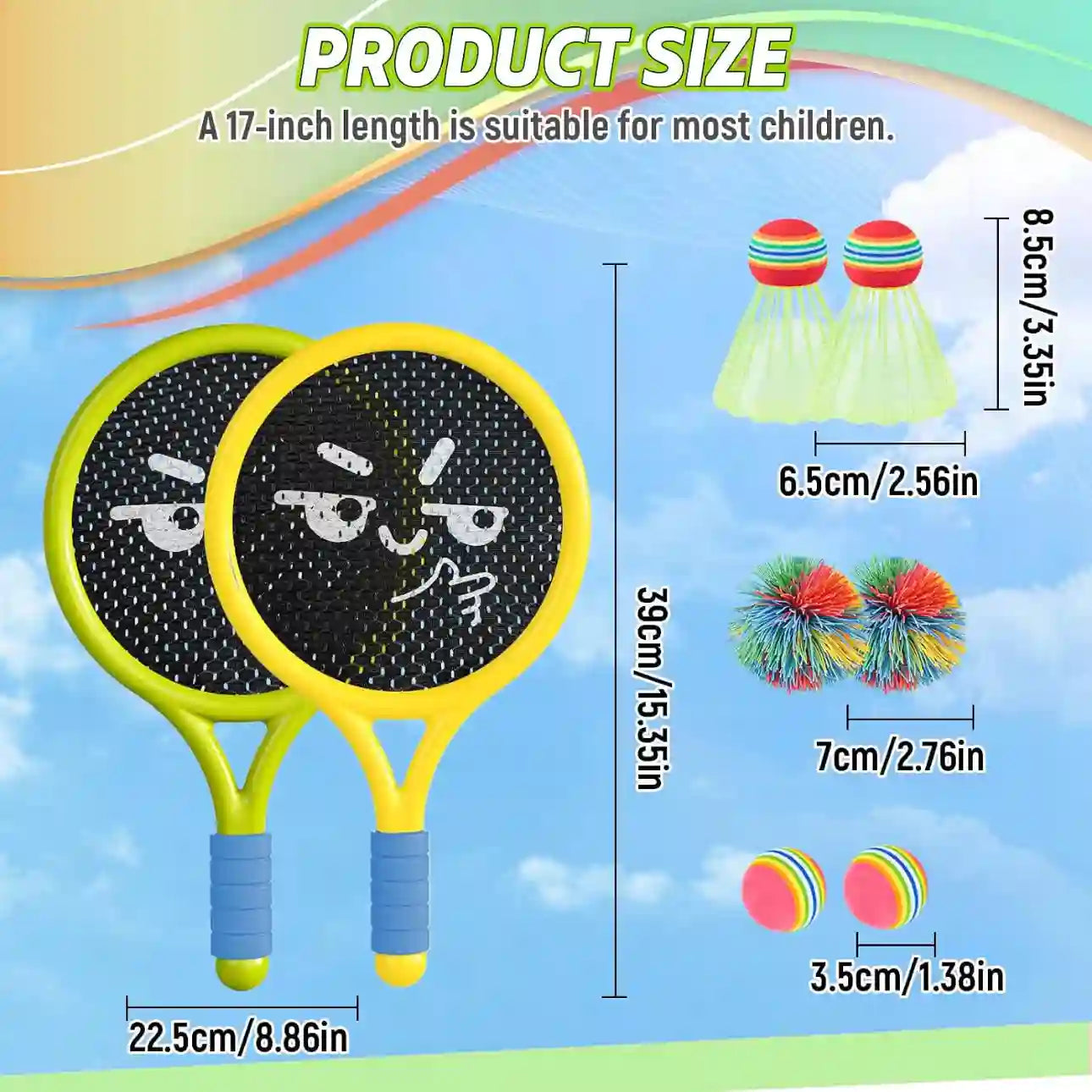 Breezy Racket Toy Set | Soft Foam Edges, Silent Bounce Ball 3