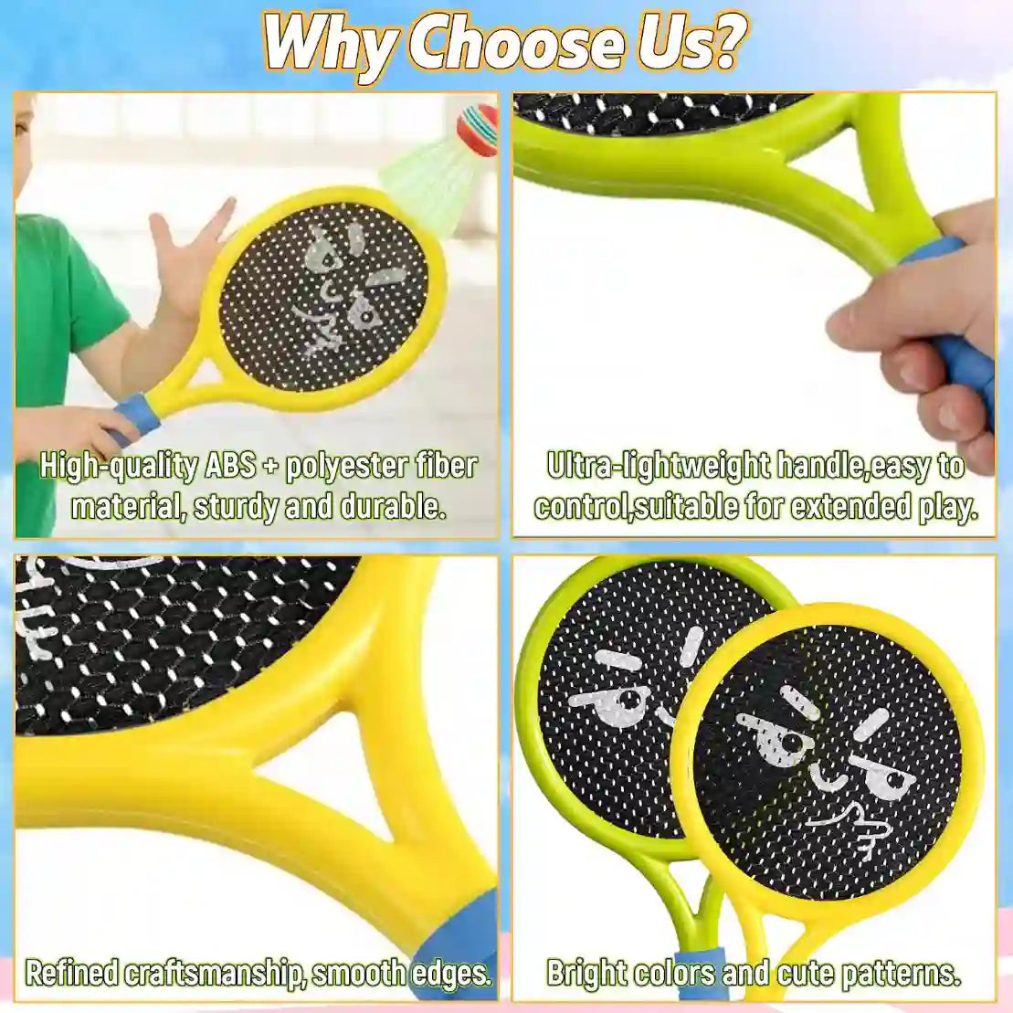 Breezy Racket Toy Set | Soft Foam Edges, Silent Bounce Ball 7