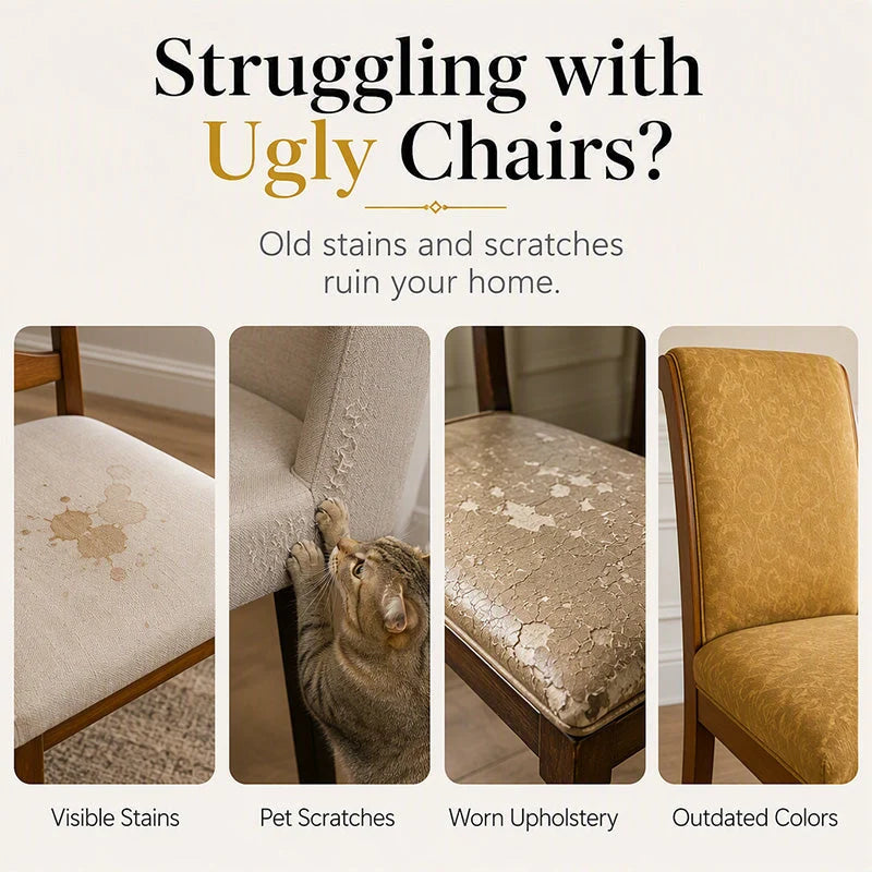 Brenno Dining Chair Cover | Washable, High-Density Polyester, Baroque Design 2