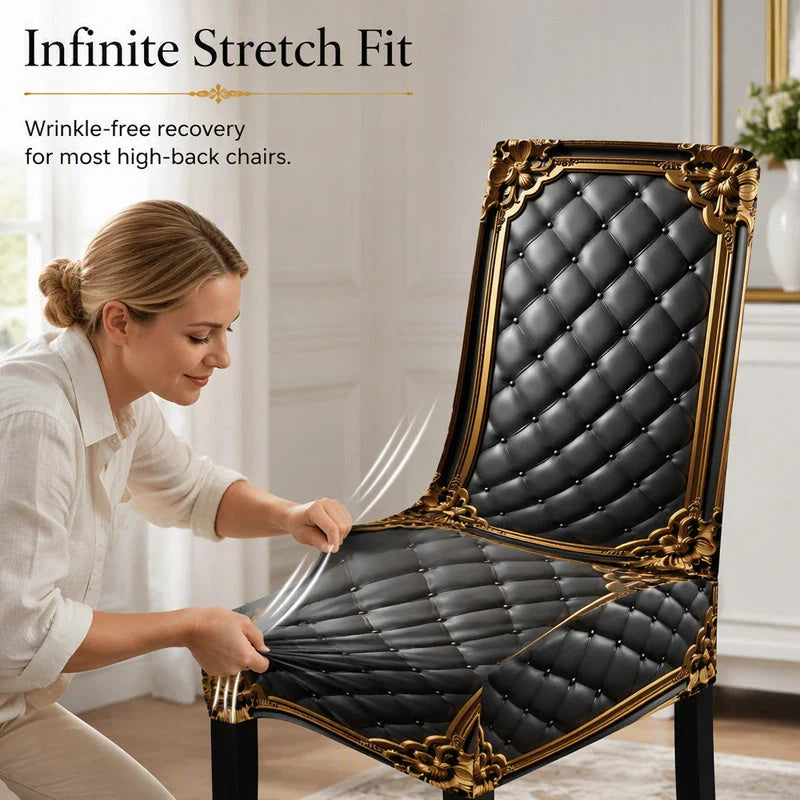 Brenno Dining Chair Cover | Washable, High-Density Polyester, Baroque Design 3