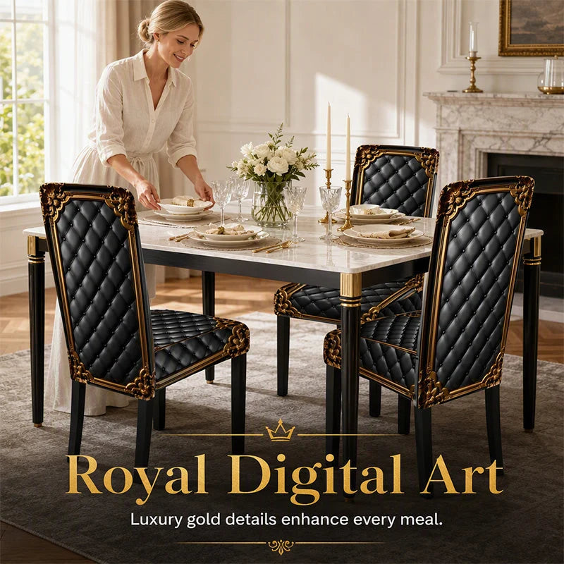 Brenno Dining Chair Cover | Washable, High-Density Polyester, Baroque Design 5