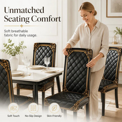Brenno Dining Chair Cover | Washable, High-Density Polyester, Baroque Design 6