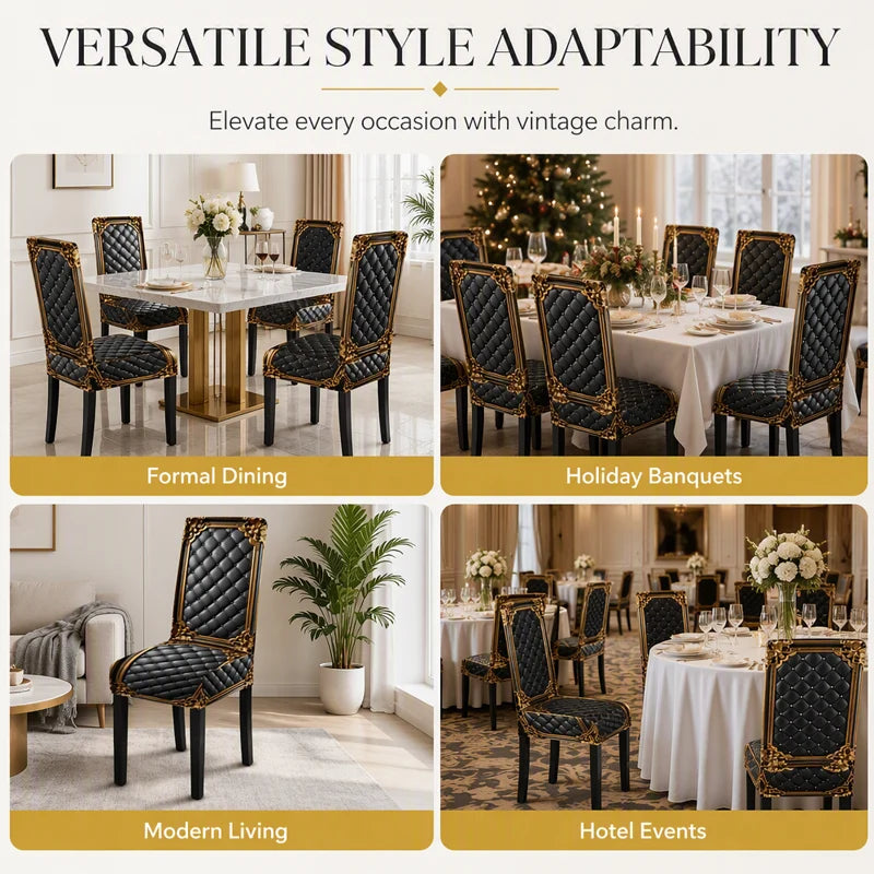 Brenno Dining Chair Cover | Washable, High-Density Polyester, Baroque Design 7