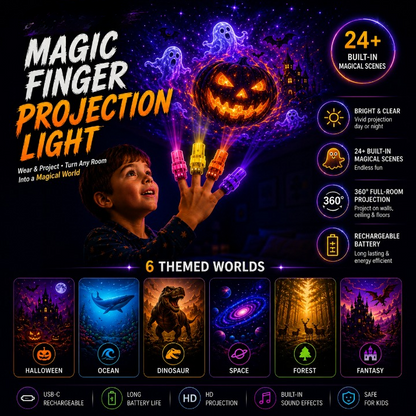 Brixen Magic Finger Projection Light | Halloween Edition, 24+ Scenes, 6 Themed Worlds