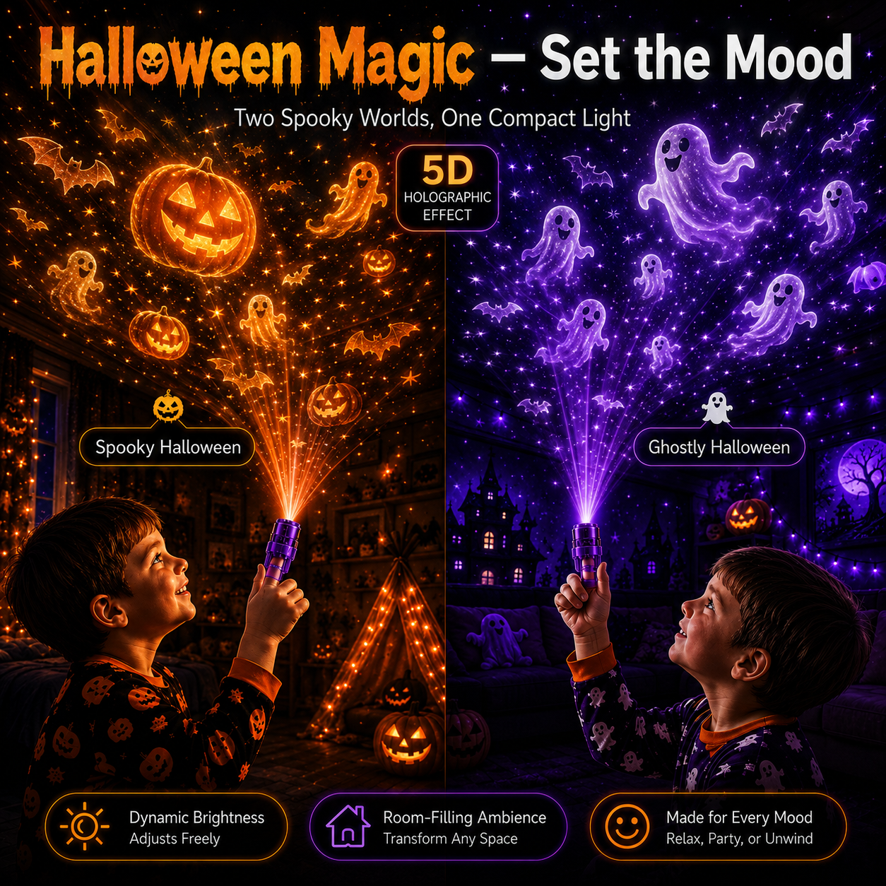 Brixen Magic Finger Projection Light | Halloween Edition, 24+ Scenes, 6 Themed Worlds 3