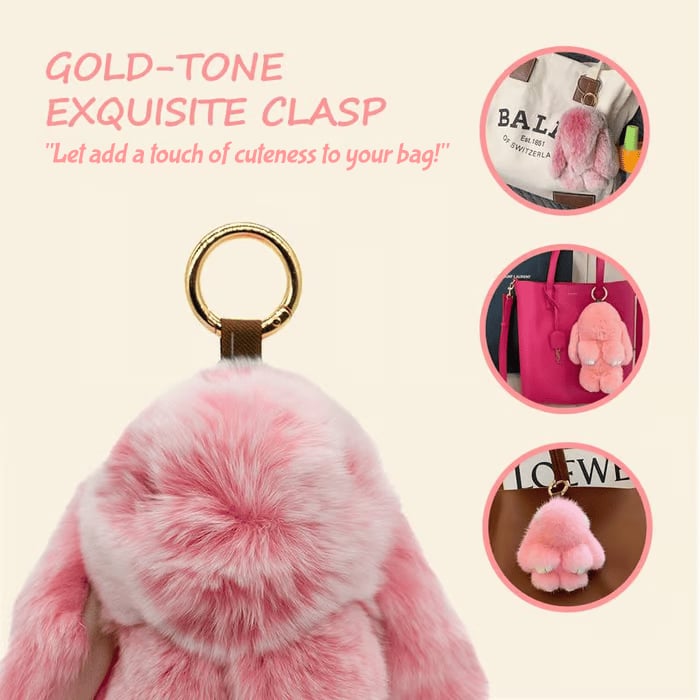 Bunny Charm Nøglering | Ultra-blød kunstpels, sødt design