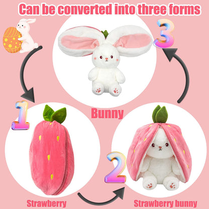 Bunny Plush Toy | Transformable Strawberry Rabbit, Soft PP Cotton 3