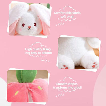 Bunny Plush Toy | Transformable Strawberry Rabbit, Soft PP Cotton 5