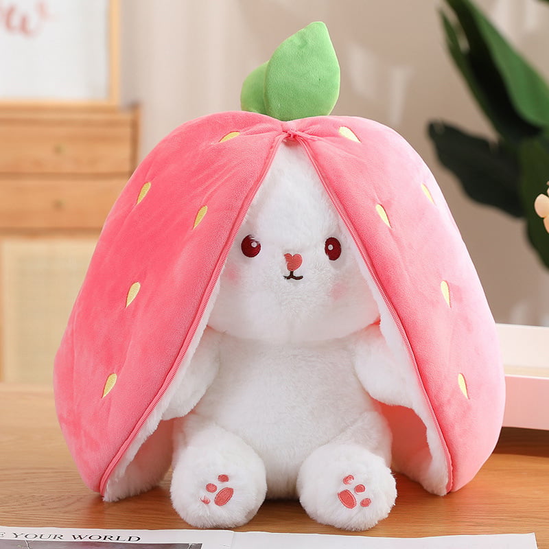 Bunny Plush Toy | Transformable Strawberry Rabbit, Soft PP Cotton 8