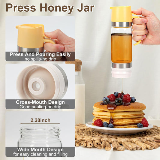 Buzz Honey Dispenser | No-Drip Glass, Ergonomic Design 0