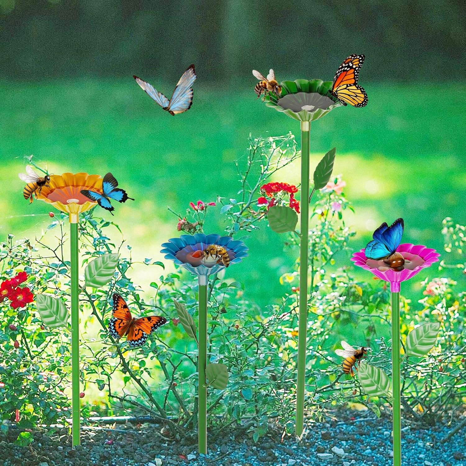 Buzzy Flower Feeder | Metal Bee and Butterfly Water Station 1