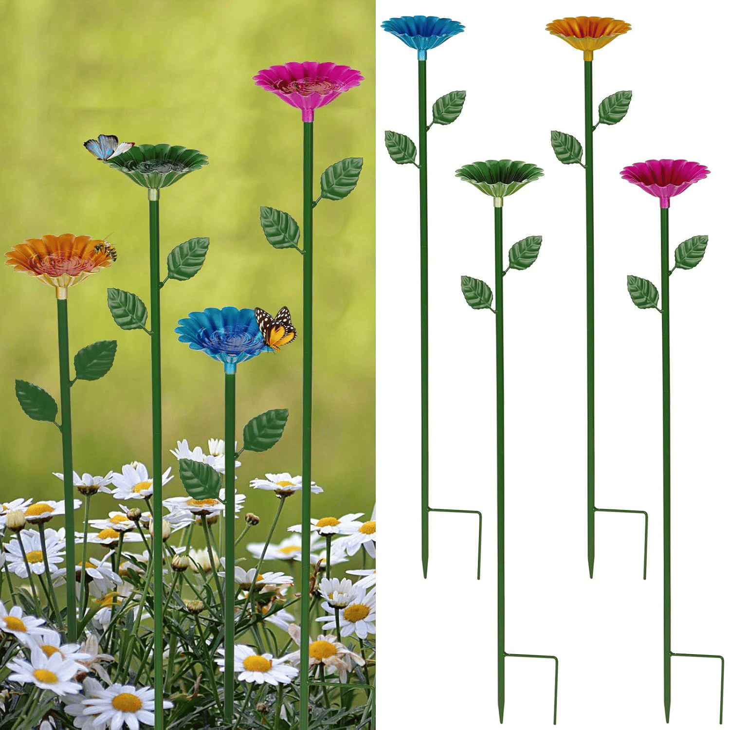 Buzzy Flower Feeder | Metal Bee and Butterfly Water Station 3