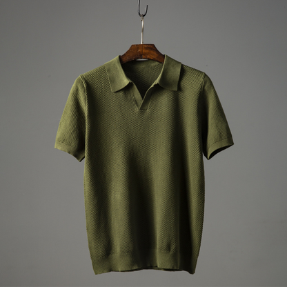 Polo a maglia Elian — Camicia in morbido cotone peruviano con colletto Johnny moderno