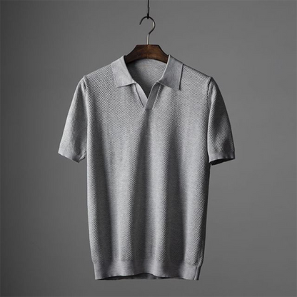 Polo a maglia Elian — Camicia in morbido cotone peruviano con colletto Johnny moderno