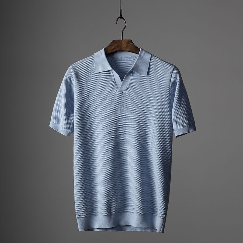 Polo a maglia Elian — Camicia in morbido cotone peruviano con colletto Johnny moderno