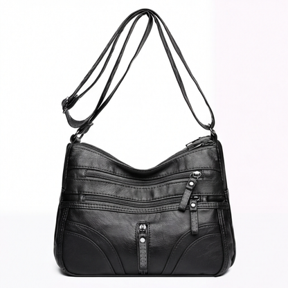 Caden Crossbody Bag | Soft PU Leather, 6 Zippered Pockets, Adjustable Strap 11