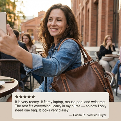 Caden Large Tote Bag | PU Leather, 3-Way Carry, Spacious Interior 5